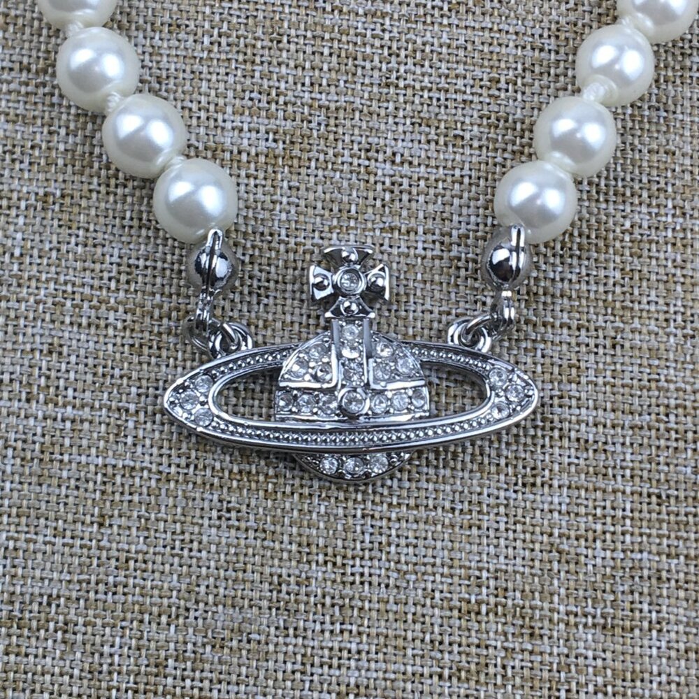 BRAND NEW Vivienne westwood Silver Orb Pearl Choker Necklace - Picture 3 of 8